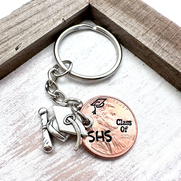 Class of 2024 Graduation Keychain - Hand-Stamped Lucky Penny