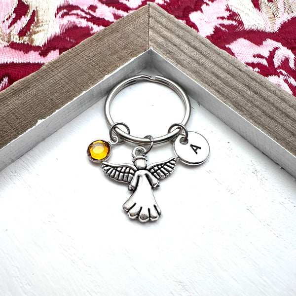 Guardian Angel Keychain, Personalized Faith Gift