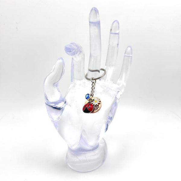 Lady bug keychain is 3 inches long.