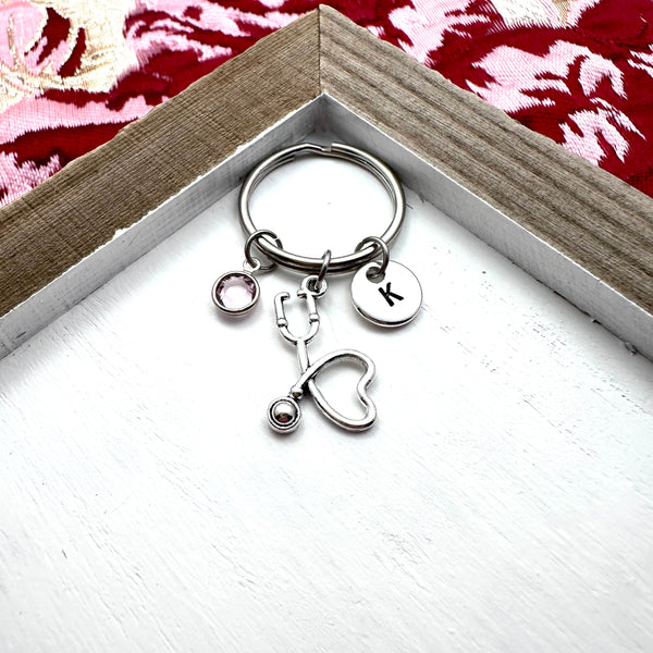 Stethoscope Charm Keychain, Nurse Appreciation Gift