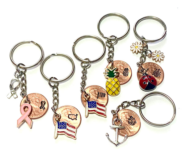 Palmetto Charms and Etc. offers a wide variety of Lucky Penny Keychains to provide you with a unique way to share your personality with the world.