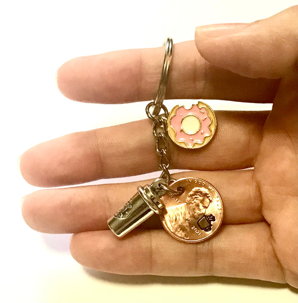 A Coffee Lovers Lucky Penny Keychain from Palmetto Charms & Etc.