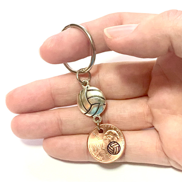 At 3" long, this Volleyball Lucky Penny Keychain is a great solution to organize your keys and find the right key fast.