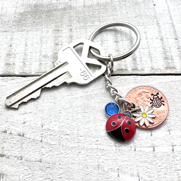 Lucky ladybug key ring is perfect for new drivers.