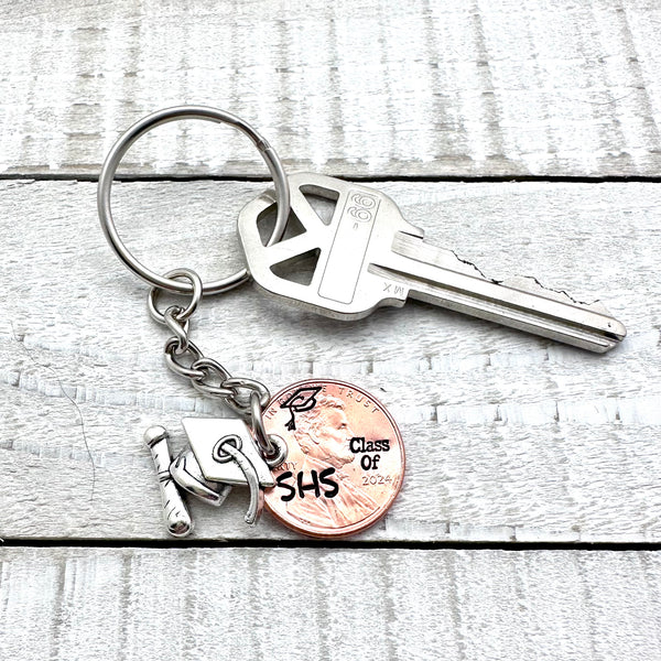 Unique Class of 2024 Lucky Penny Keychain - Custom Initials