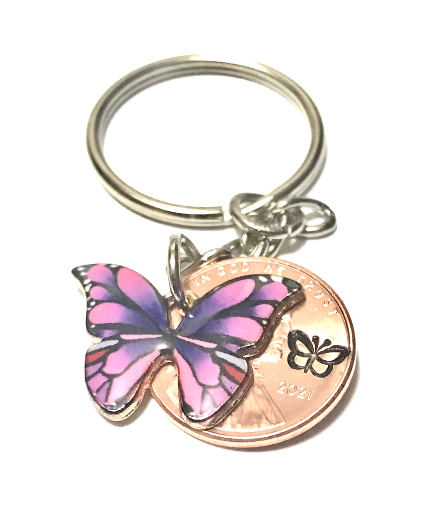 Cute Kelpie With Flowers and Butterfly and Charms Gold Key Chain