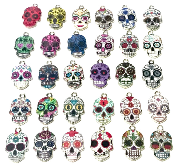 A wide variety of colored Sugar Skulls that we add to your Lucky Penny Keychain.