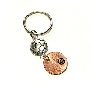 The 3" Soccer Ball Charm Lucky Penny Keychain is a great way to organize your keys and find the right key fast!