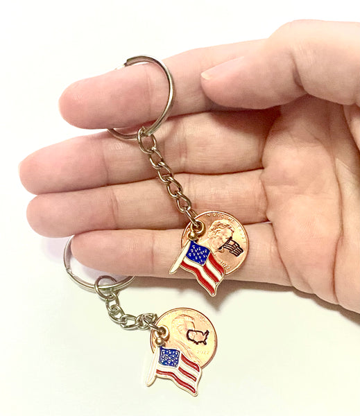 The full length of the United States American Flag Lucky Penny Keychain is 3" which creates a great solution to find the right key fast!